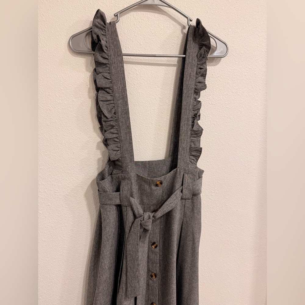 Gray Ruffle Strap Button-Down Dress - Picture 3 of 5